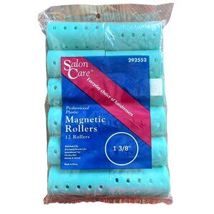 12 Salon Care Magnetic Plastic Curler Rollers 1.3/8 in New in Pack u